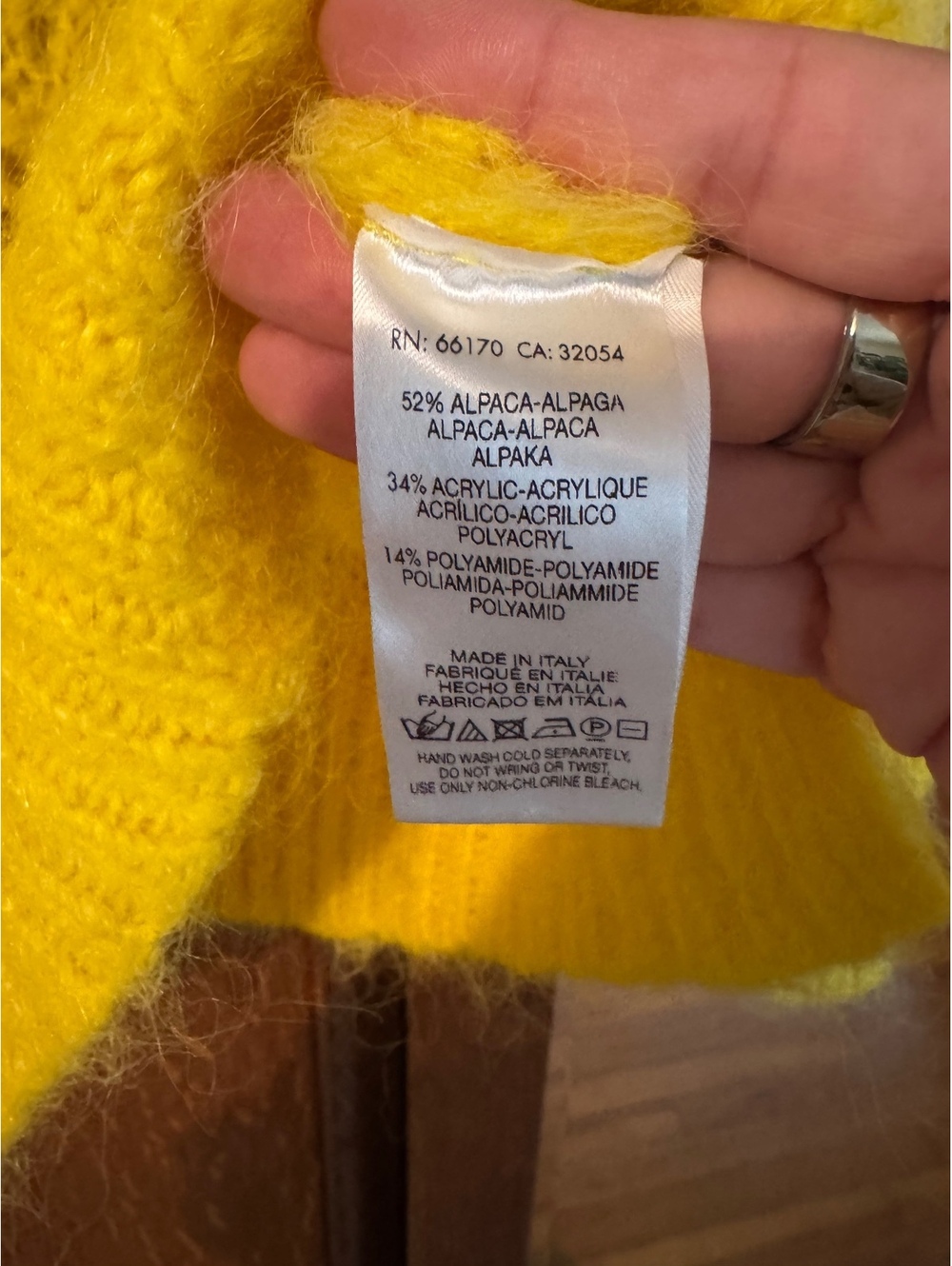Anthropologie Oversized Bright Yellow Alpaca Blend Pointelle Sweater / Size XS - Picture 4 of 7